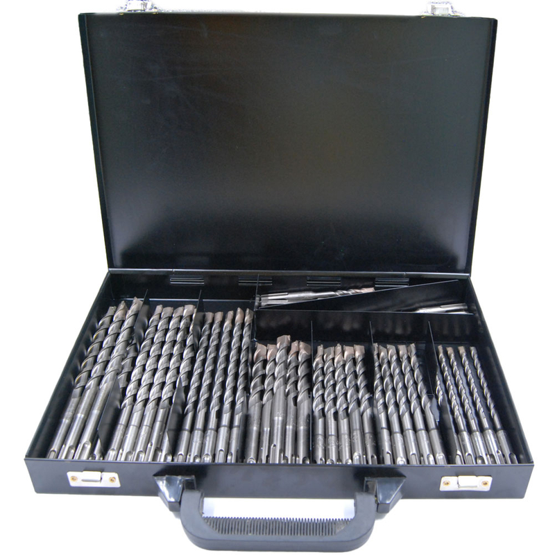 Juego de brocas de taladro de martillo de 45 piezas SDS + en caja de metal